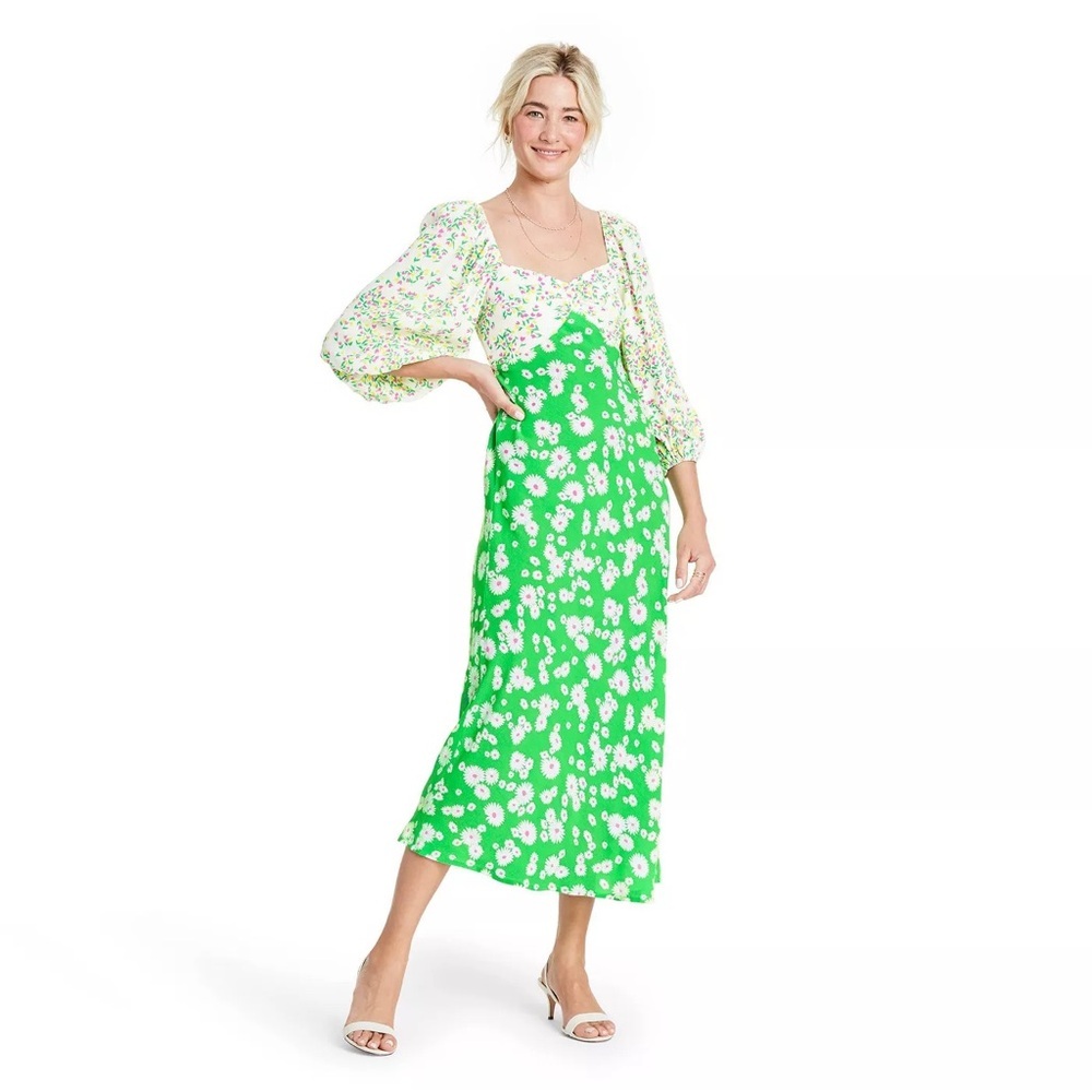 Floral Green Midi Dress